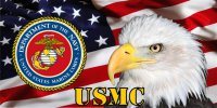 US Marines Emblem, Eagle & Flag Photo License Plate