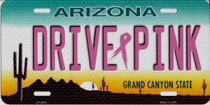 Arizona Drive Pink Metal License Plate