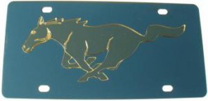 Mustang Gold Logo Stainless Steel License Plate
