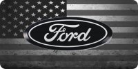 Ford Logo On American Flag Photo License Plate
