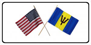 United States Barbados Crossed Flags Photo License Plate