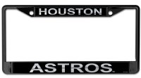 Houston Astros Laser Black License Plate Frame
