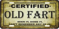 Certified Old Fart Metal License Plate