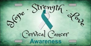 Cervical Cancer Ribbon Metal License Plate