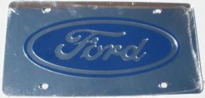 Ford with Dark Blue Logo Laser Cut License Plate