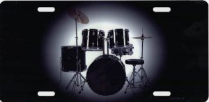 Centered Drum Set Photo License Plate