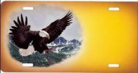 Eagle on Yellow/Gold Offset Airbrush License Plate