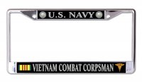 U.S. Navy Vietnam Combat Corpsman Chrome License Plate Frame