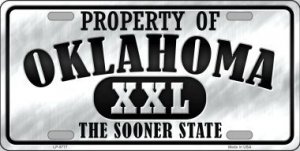 Property Of Oklahoma Metal License Plate