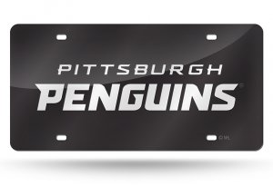 Pittsburgh Penguins Black Laser License Plate