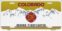 Colorado Denver Firefighter Metal License Plate