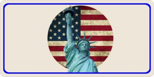 Statue Of Liberty With United States Flag Photo License Plate