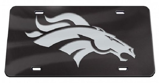 Denver Broncos Black Crystal Mirror Laser License Plate