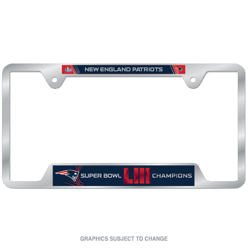 New England Patriots Super Bowl Champs Chrome License Frame