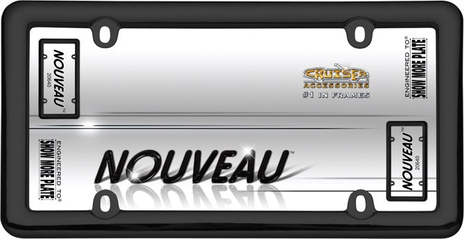 Nouveau Black Plastic 4 hole License Plate Frame