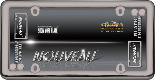 Nouveau Black Chrome 4 hole License Plate Frame