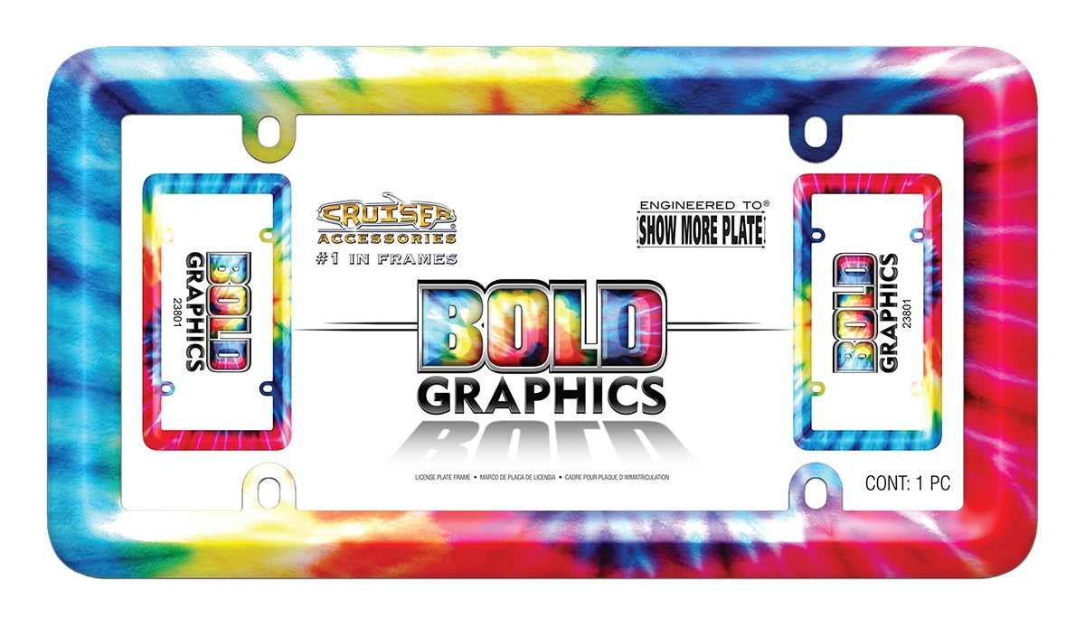 Bold Graphics Tie Dye Plastic License Plate Frame