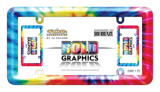 Bold Graphics Tie Dye Plastic License Plate Frame