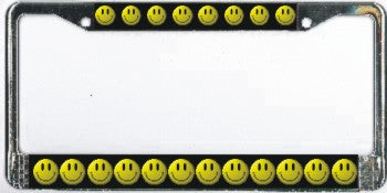 Smiley Face On Black Photo License Plate Frame