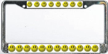 Smiley Face On White Photo License Plate Frame