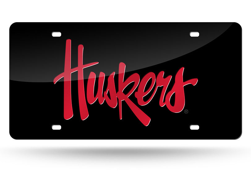 Nebraska Cornhuskers Black Laser License Plate