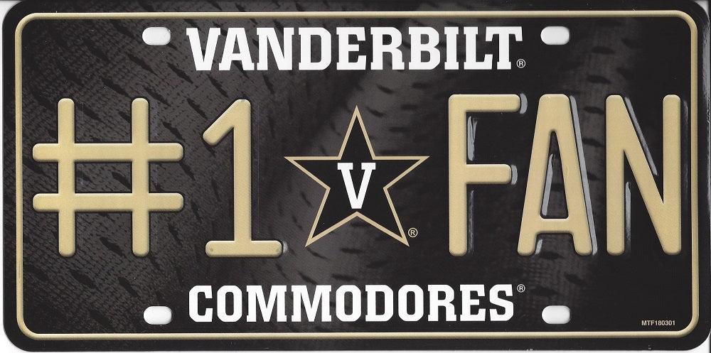 Vanderbilt Commodores #1 Fan Metal License Plate