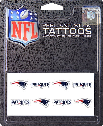 New England Patriots 8-PC Peel and Stick Tattoo Set