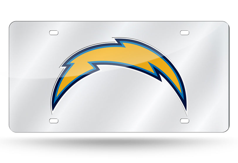 Los Angeles Chargers Silver Laser License Plate