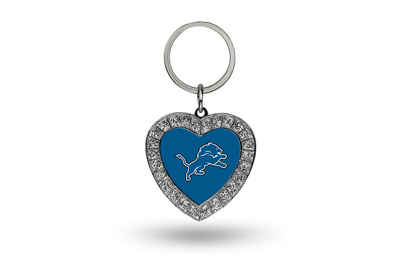 Detroit Lions Bling Rhinestone Heart Keychain