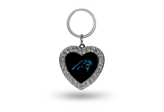 Carolina Panthers Bling Rhinestone Heart Keychain