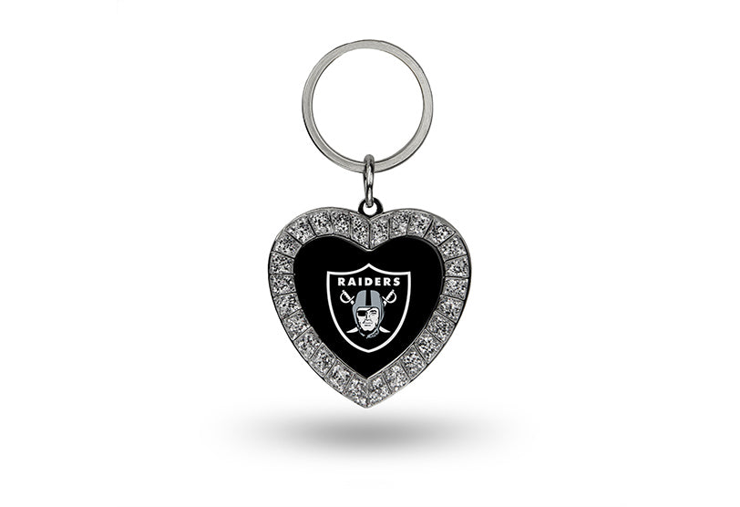 Oakland Raiders Bling Rhinestone Heart Keychain