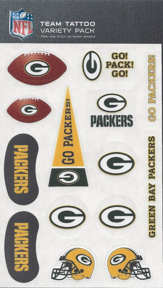 Green Bay Packers Variety Pack Tattoo Set