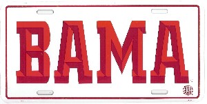 Alabama BAMA Embossed Aluminum License Plate