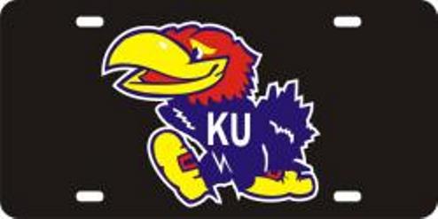 Kansas Jayhawks Black Laser Plate