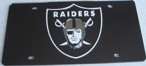 Oakland Raiders Black Laser License Plate