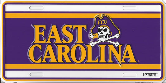 East Carolina University Purple/White Metal License Plate