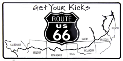 Route 66 Get Your Kicks Novelty License Plate