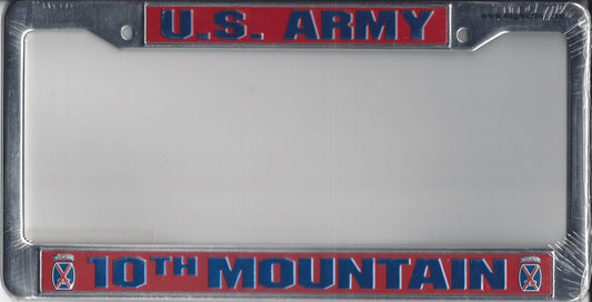 U.S. Army 10th Mountain Chrome License Plate Frame