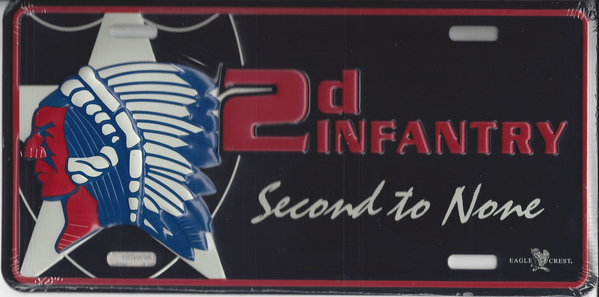 2D Infantry Second To None Metal License Plate