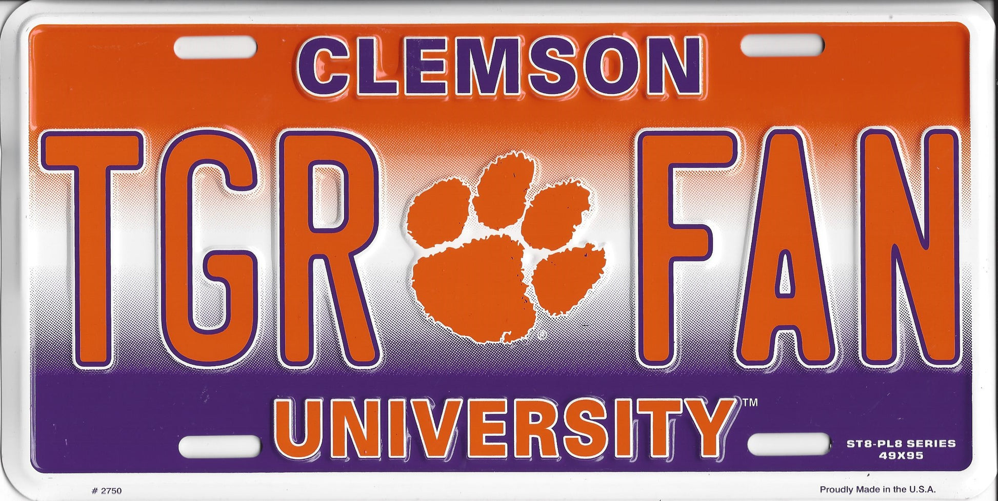 Clemson University TGR FAN Metal License Plate