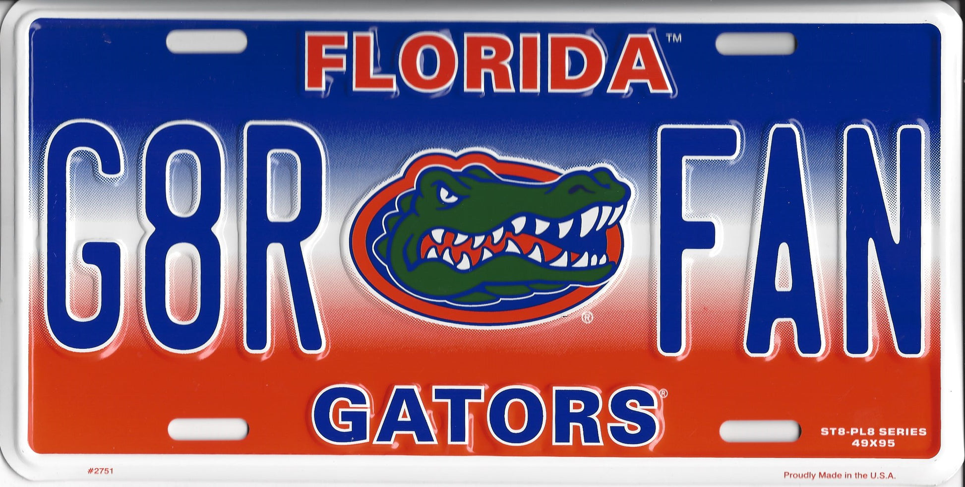 Florida Gators G8R FAN Metal License Plate