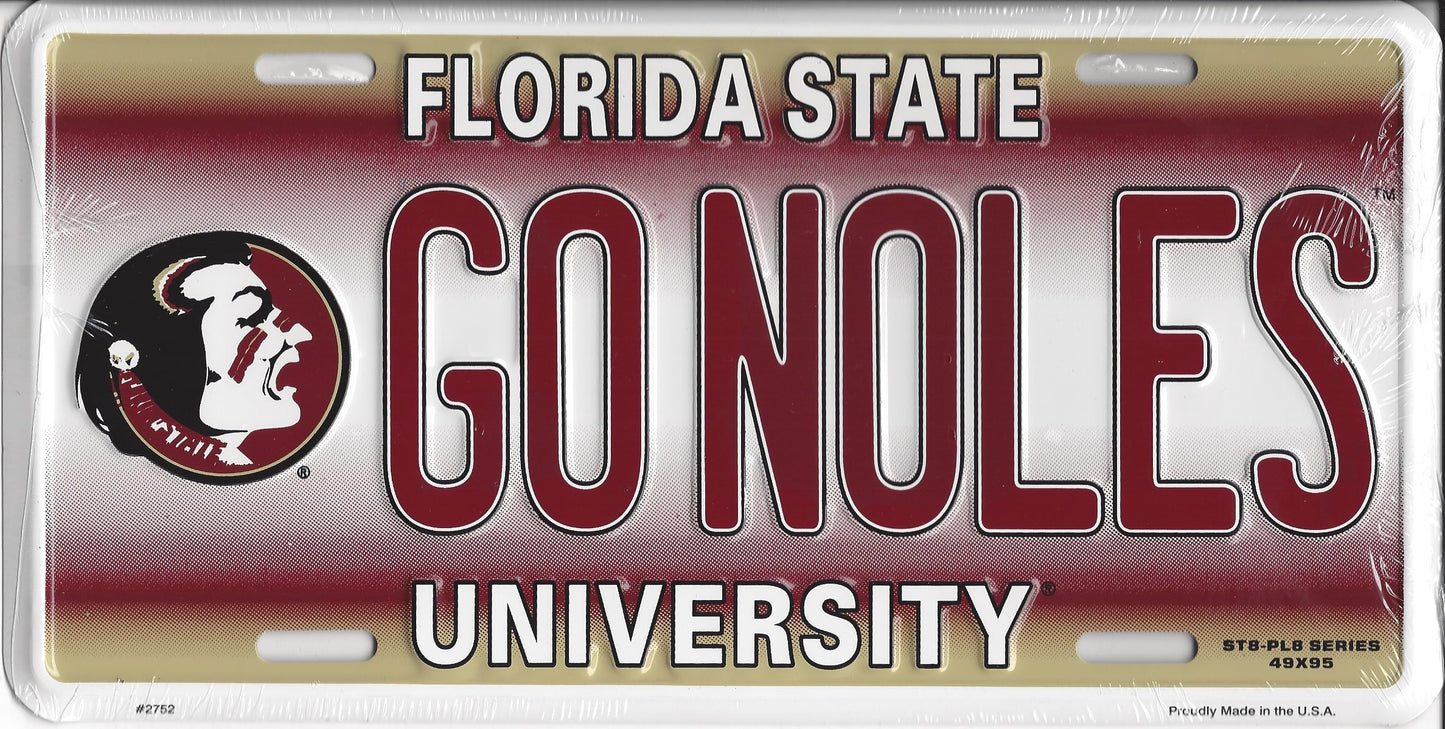 Florida State Seminoles GO NOLES Metal License Plate