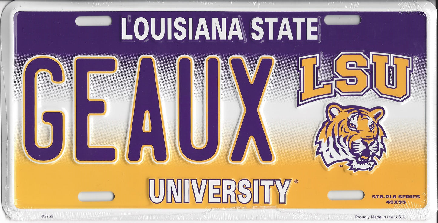 GEAUX LSU Metal License Plate