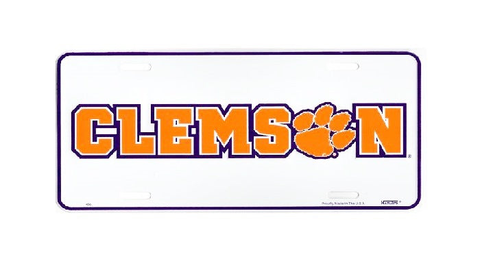 Clemson Tigers Paw Metal License Plate