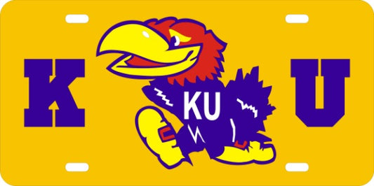 Kansas Jayhawks Gold laser License Plate