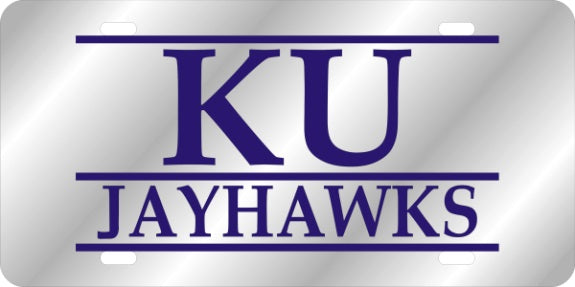 Kansas Jayhawks Bars Silver Laser License Plate