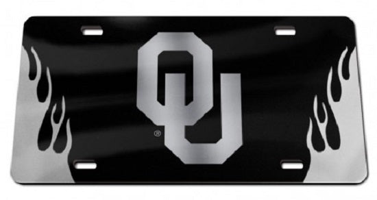 Oklahoma Sooners Black Crystal Mirror Laser License Plate