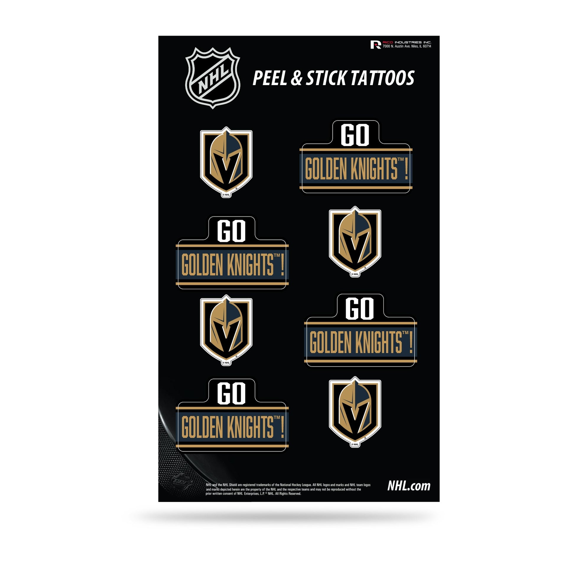 Las Vegas Golden Knights Peel & Stick Temporary Tattoos