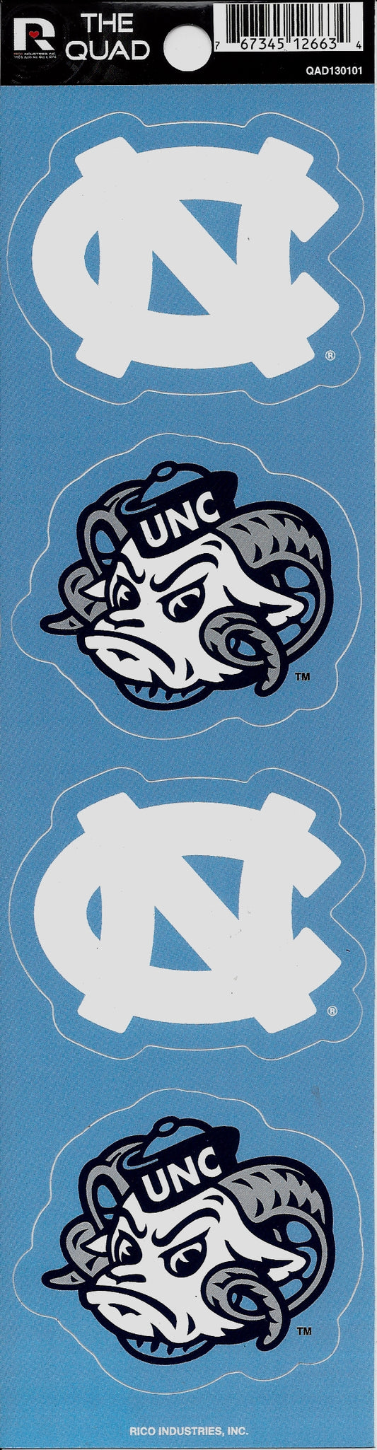 North Carolina Tar Heels Quad Decal Set