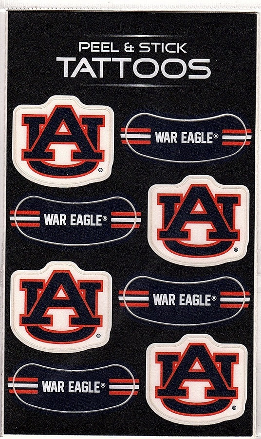 Auburn Tigers Peel & Stick Temporary Tattoos